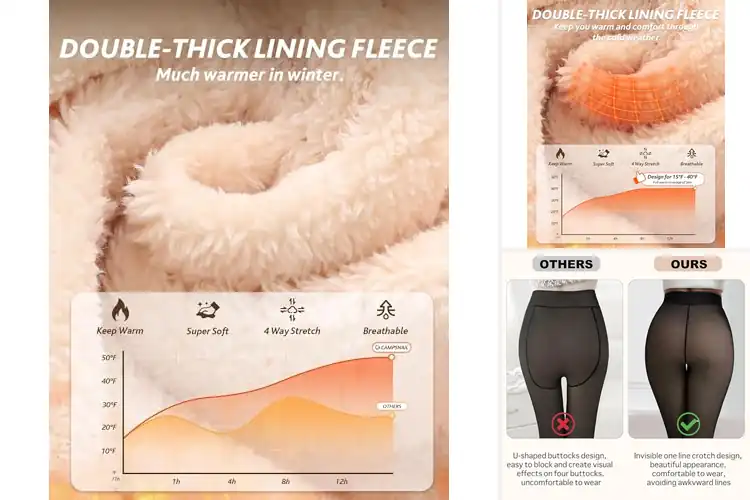 Detailed view of Best High Waist Thermal Leggings