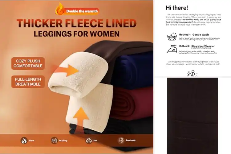 Detailed view of Best Thick Plush Lining Leggings